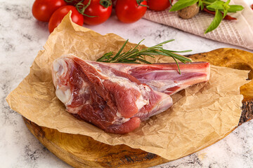 Raw lamb shank for cooking