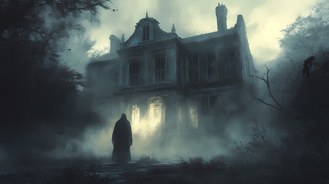 Flickering lights and eerie whispers fill a haunted house an evp recorder capturing the unseen for a ghost hunter. Ghost. Illustration