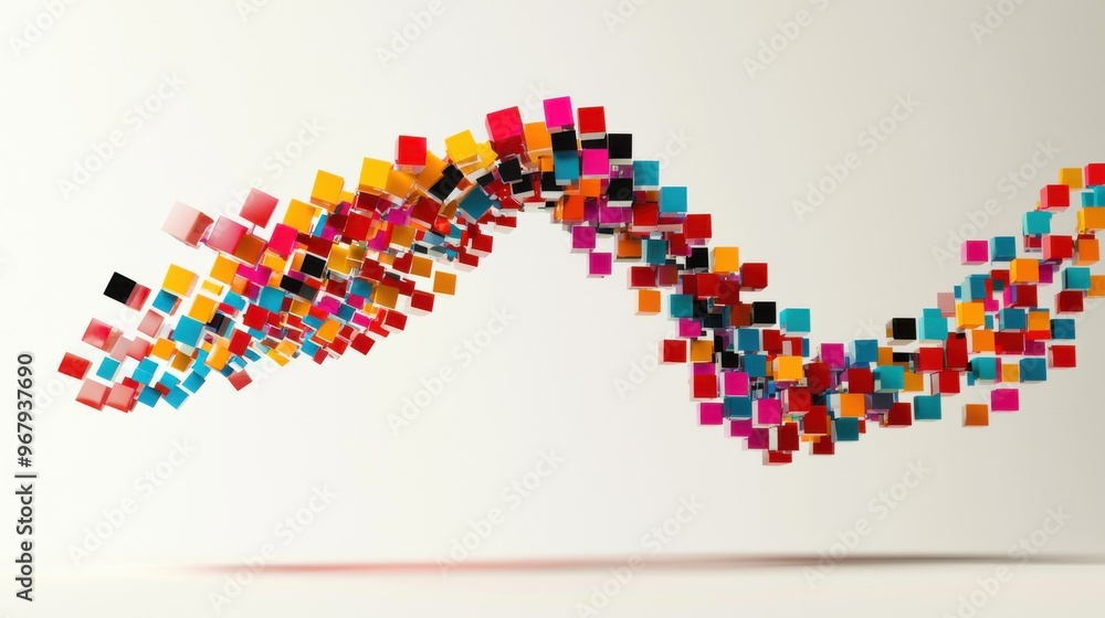 Poster a colorful dna strand made of code blocks, the continuous evolution and improvement central to agile