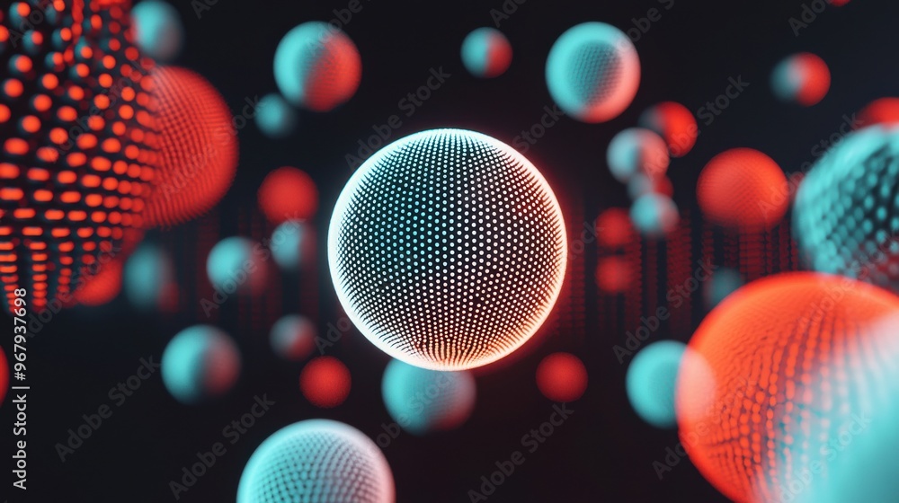 Aufkleber a collection of abstract, floating spheres, each with a unique color and pattern, representing vario