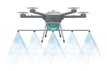 Watering drone png sticker, smart agriculture, transparent background