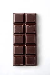 Fototapeta premium A bar of dark chocolate on a white background.
