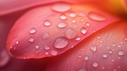 Close-up of a flower petal adorned with water droplets, showcasing nature's beauty.