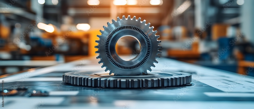 Poster focusing on consistent output and process enhancement a photography concept showcasing the gears mec