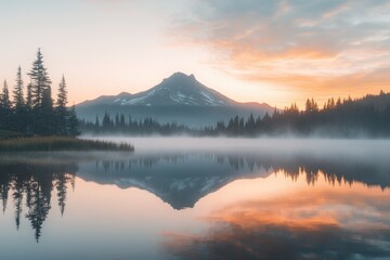 Obraz premium Lake and Mountain Landscape