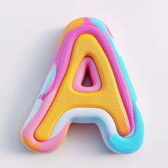 Obraz premium 3D letter A with plastiline play doh texture realistic modern design, soft lighting, white background. 