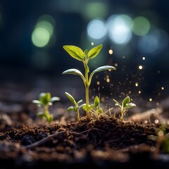 AI picture of delicate young plant growing from soil