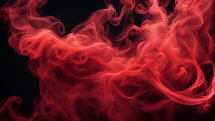 mesmerizing scene of swirling red and crimson smoke on a black background