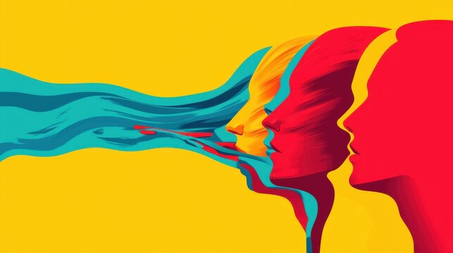 A flow of energy moving through a group of abstract figures, representing leadership, influence, and the transmission of values in an organization