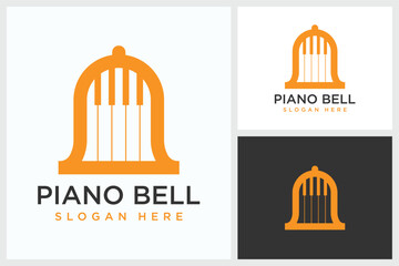 Piano Bell Design Inspiration. Piano Bell Symbol Logo Vector Template Design, Piano Bell Design Logo Vector Illustration