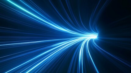 Abstract blue light trails creating a dynamic effect.