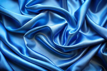 Fototapeta premium Luxurious blue satin fabric draped in elegant pattern