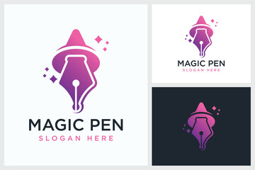 Magic Pen Design Inspiration. Magic Pen Symbol Logo Vector Template Design, Magic Pen Design Logo Vector Illustration