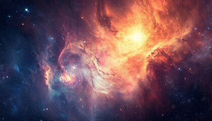 Fototapeta premium Beautiful colorful space background. Sci-fi cosmic wallpaper. Nebula, stars, gas clouds.