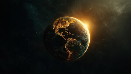 Fototapeta premium A glowing earth against a dark expanse of space.