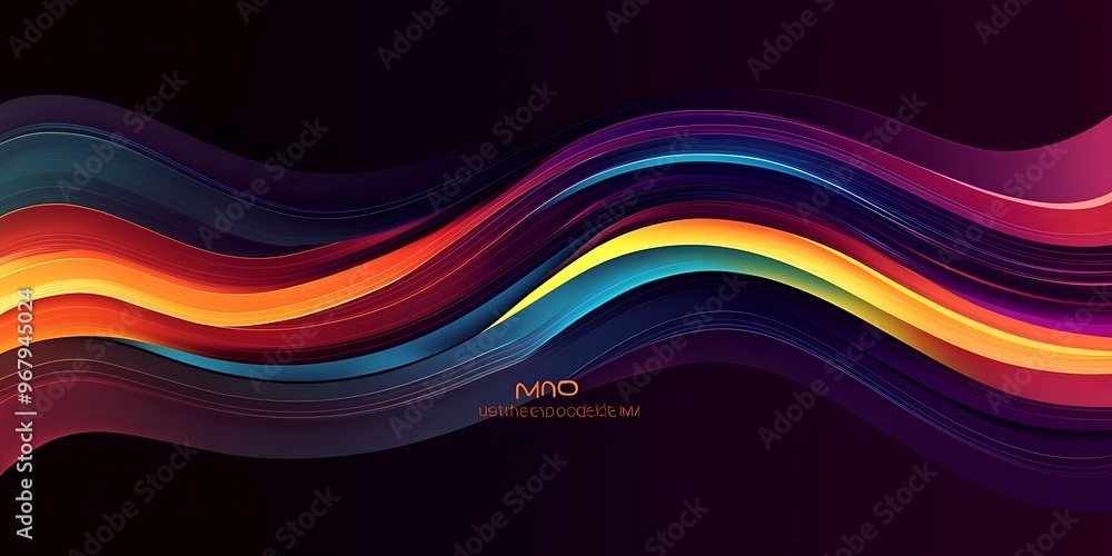 Poster abstract 1970's background design in futuristic retro style with colorful lines