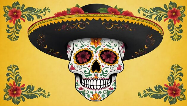 traditional mexican skull calaca or calaver,mexico, skull, celebration, day of the dead, human body part, mexican culture, sugar skull, traditional festival, horizontal, invitation,456