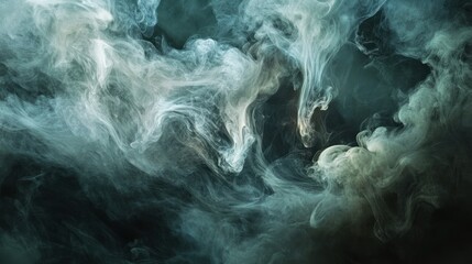 Abstract Swirling White Smoke Against a Dark Teal Background