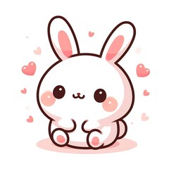 Obraz premium Cute rabbit, cartoon flat style illustration, white background, character