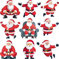 Conjunto de papa Noel minimalista para navidades con fondo transparente 01