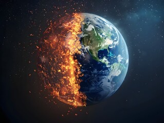 Fototapeta premium Satellite Imagery of Earth s Environmental Crisis Visualizing Global Warming s Devastating Impacts