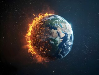 Fototapeta premium Satellite Image of Earth Showcasing Global Warming s Catastrophic Environmental Changes and Climate Crisis