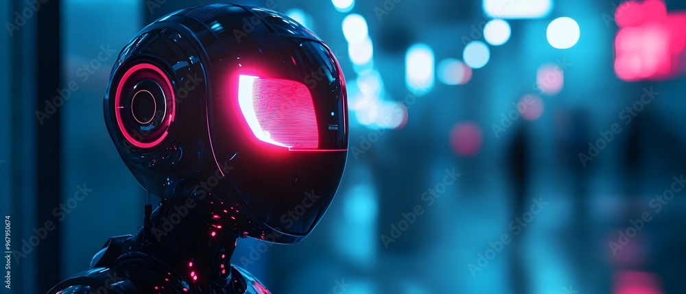 Poster synergized robotics sensors highlighting smarter technology concept with copy space for text