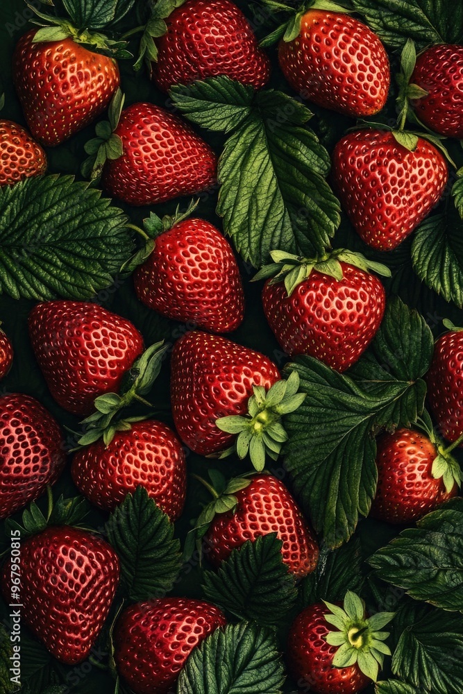 Poster close-up of ripe strawberries