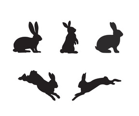 Set of rabbit silhouette