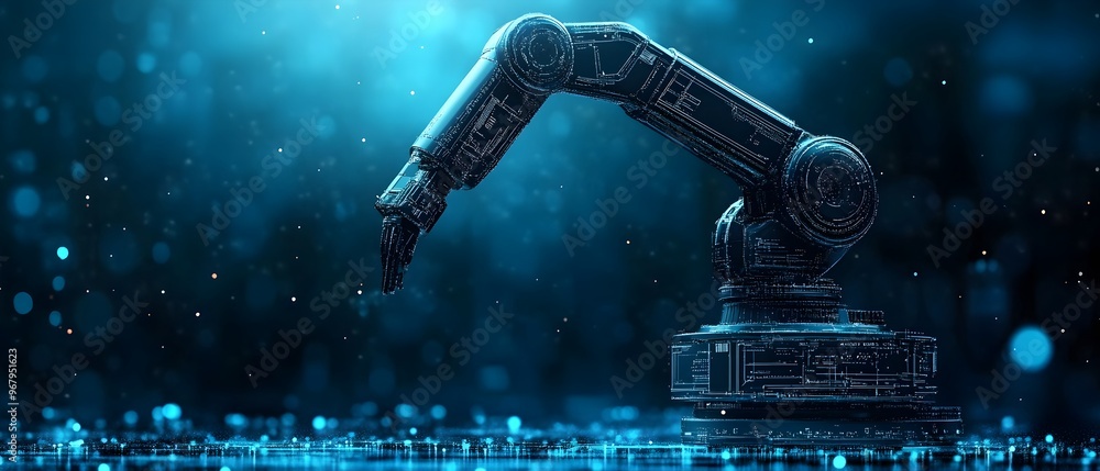 Poster futuristic robotic engineering software powering the development and optimization of advanced mechan