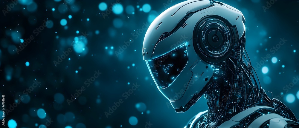 Poster autonomous robotic technology highlighting advanced control systems in futuristic digital concept vi