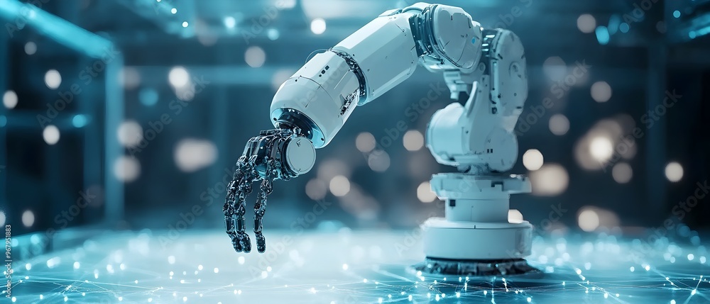 Poster robotic automation design visualizing innovative concepts to enhance efficiency and performance in f