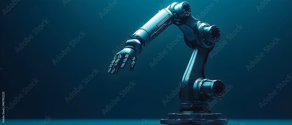Poster robotic arms demonstrating the precise control systems and responsive capabilities required for exec