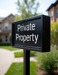 Fototapeta premium Stylish Private Property sign against elegant upscale neighborhood backdrop