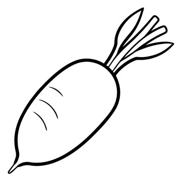 recommend clip art: daikon radish vegetable outline coloring book page line art illustration digital drawing
                    