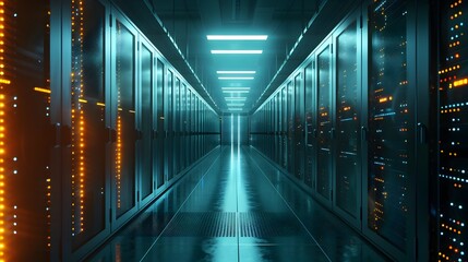 Fototapeta premium Renewable Energy Powered Data Center Reducing Carbon Emissions from Technology A Climate Change Concept