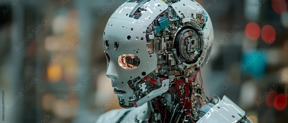 Poster close up view of complex robotic hardware components and circuitry powering an advanced automation s