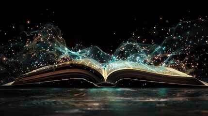 Magic Book with Glowing Particles