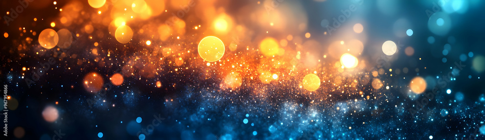 Poster a vibrant display of colorful bokeh lights, creating a dreamy atmosphere with blurred lights in warm