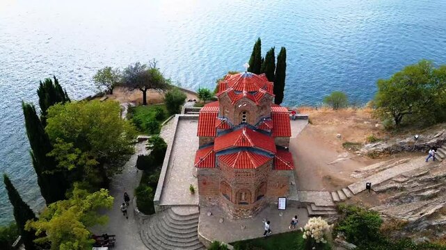 Aerial View of Kaneo, Ohrid | Stunning Cliffside Landscape and Lake in Macedonia

