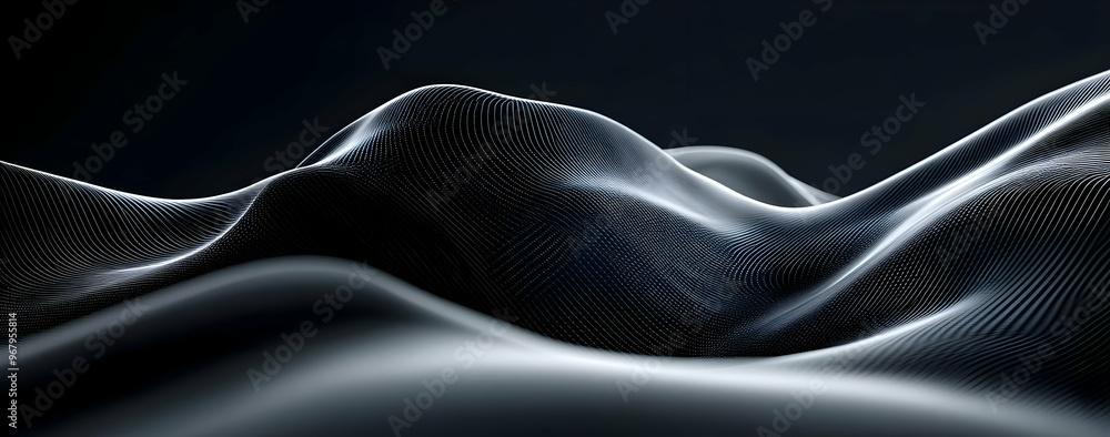Poster abstract black wave texture, creating a smooth and fluid appearance. perfect for backgrounds and mod