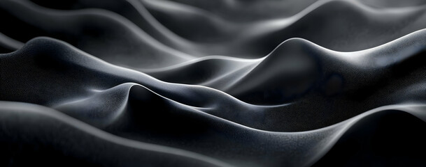 Obraz premium Elegant black fabric waves create a striking visual texture, ideal for backgrounds, fashion designs, or artistic projects.