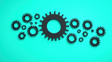 A large cog with smaller cogs surrounding it, each cog labeled with a job role. The central cog turns, showing how job rotation connects and keeps the workforce moving efficiently
