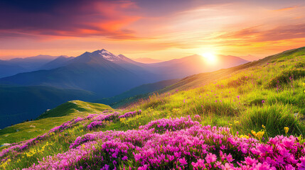 sunset over the mountains