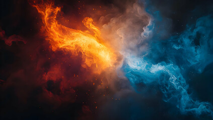 Vibrant celestial swirl featuring dynamic blue and orange hues, perfect for backgrounds, wallpapers, and digital art.