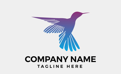 Minimal beauty flying humming bird logo icon symbol design template, Editable vector illustration.