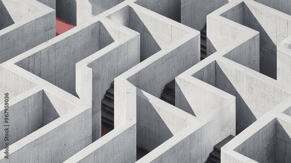 Poster a maze-like structure with different paths converging at a single exit point, representing how indiv