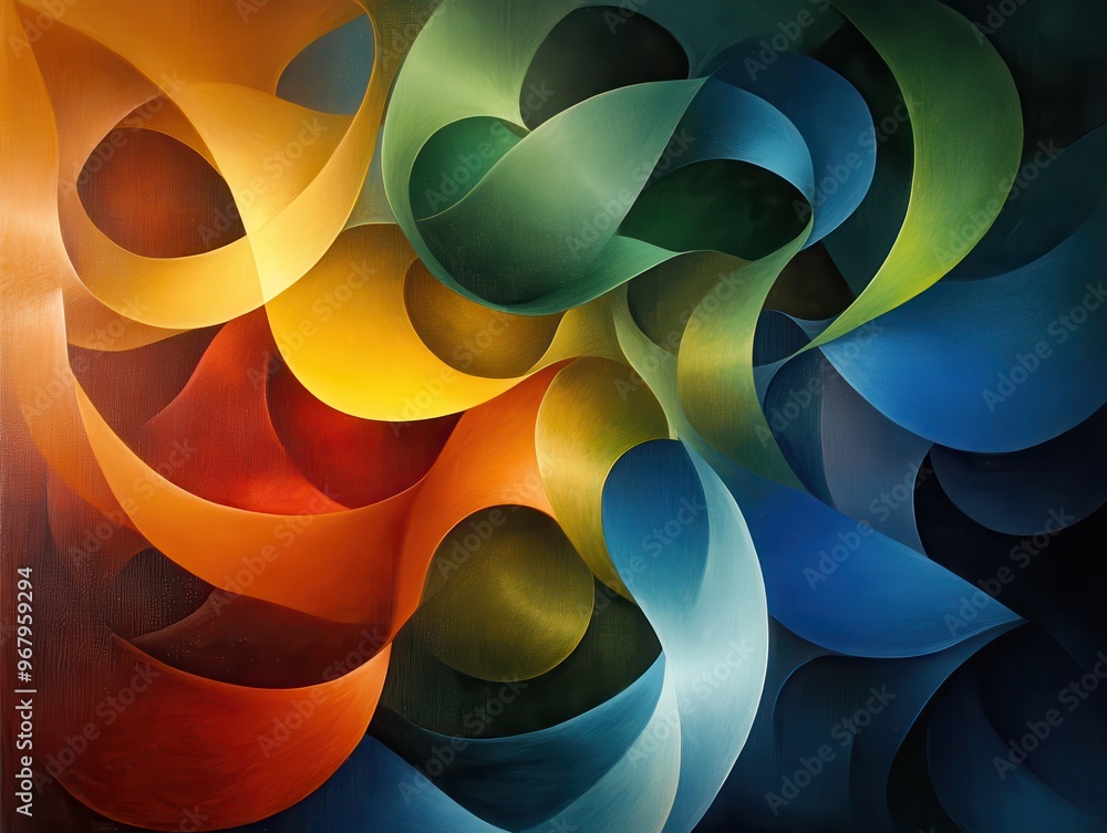 Poster vibrant abstract art with swirling colors and shapes, creating a dynamic and energetic visual experi