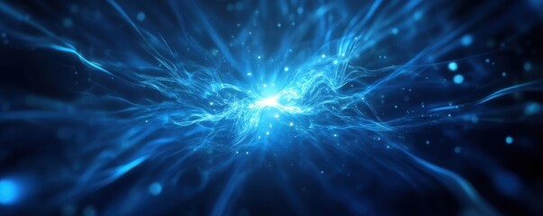Fototapeta premium Vibrant blue abstract background depicting energy and movement, perfect for technology or science-themed projects.