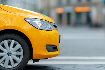 Vibrant Yellow Taxi Cab | Iconic Urban Transportation in City Streets